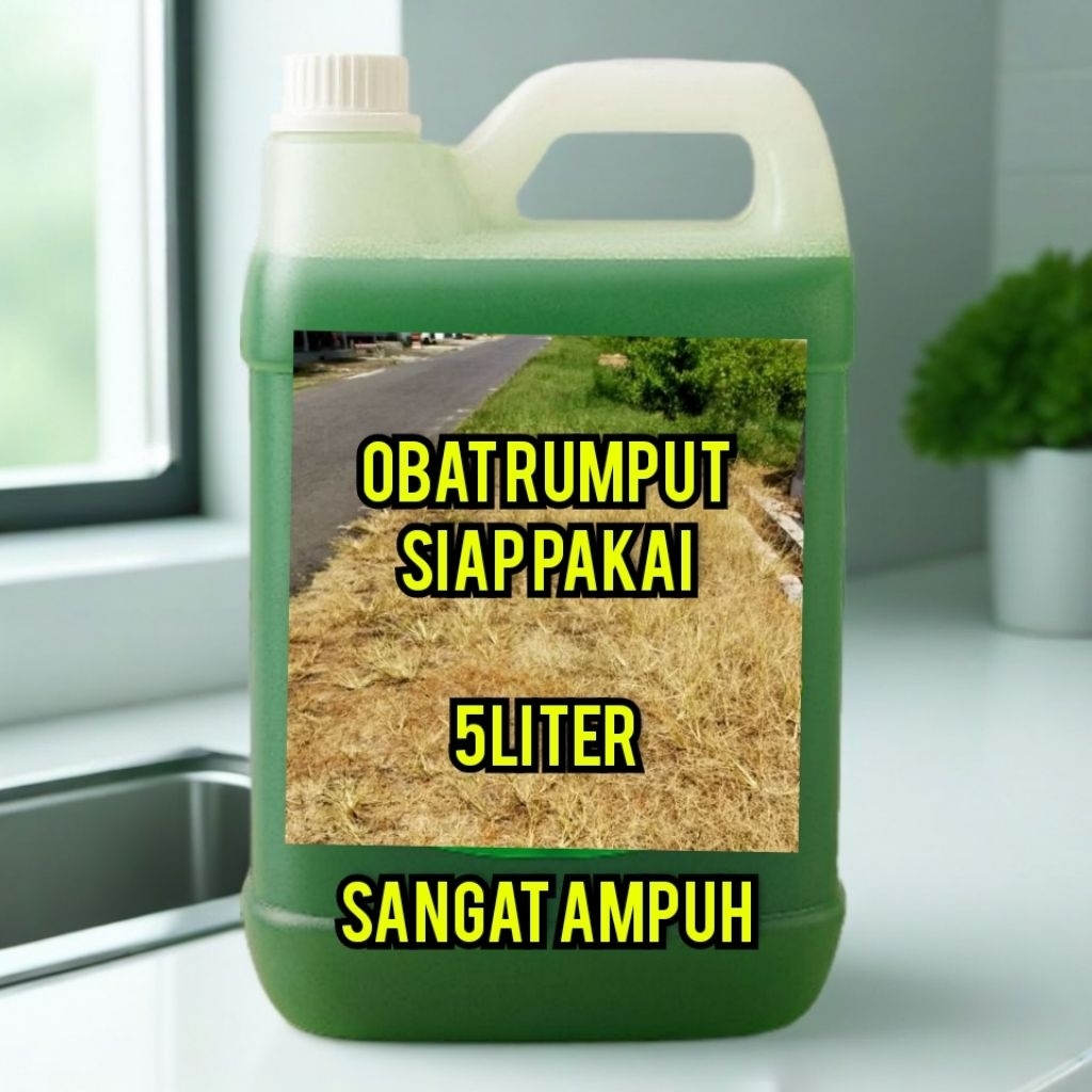 obat rumput kemasan 5LITER sangat ampuh basmi rumput liar.praktis siap pakai. tanpa perlu campuran l