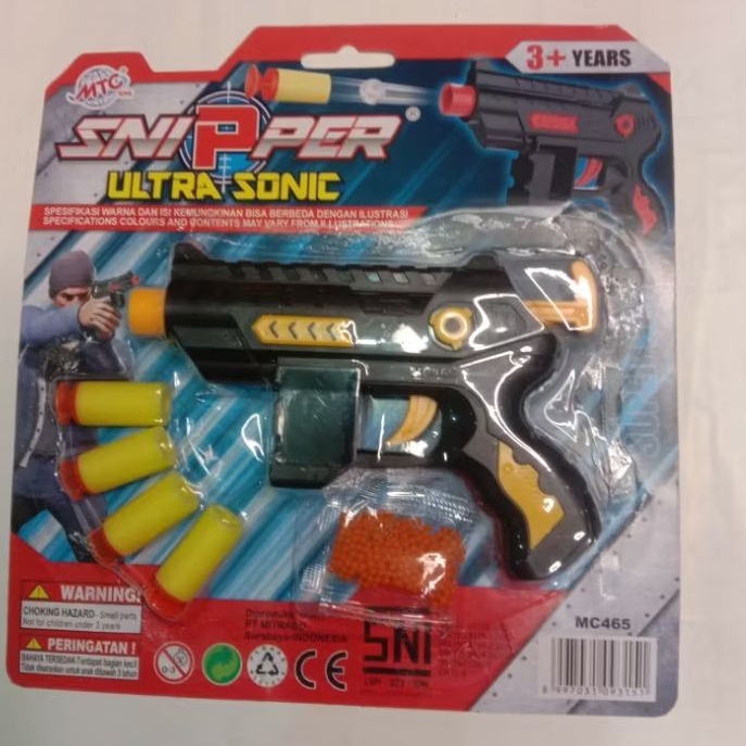 Pistol Mainan Sniper Ultrasonic Mainan Tembakan Anak Peluru Busa Label SNIr