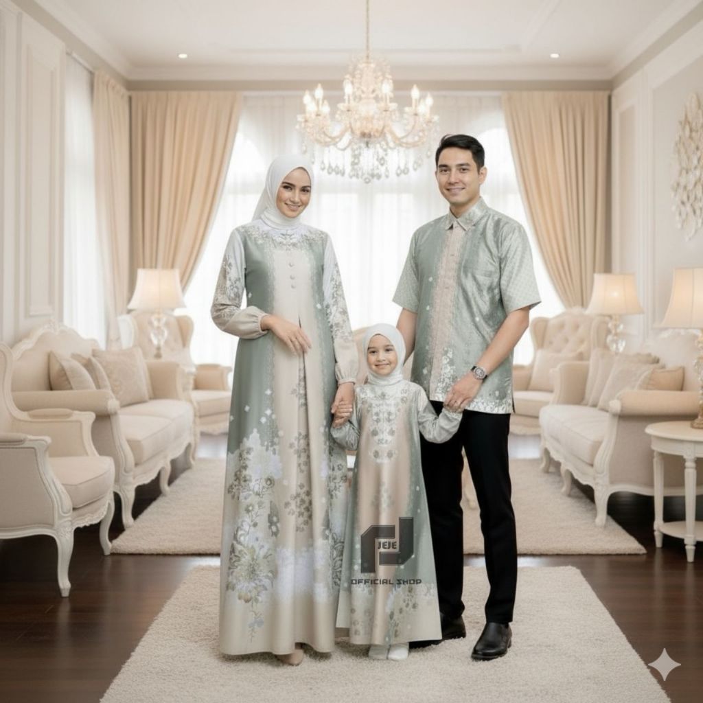 Gamis Serambit Terbaru Couple Keluarga Lebaran Bahan Silk Premium Kualitas Terbaik