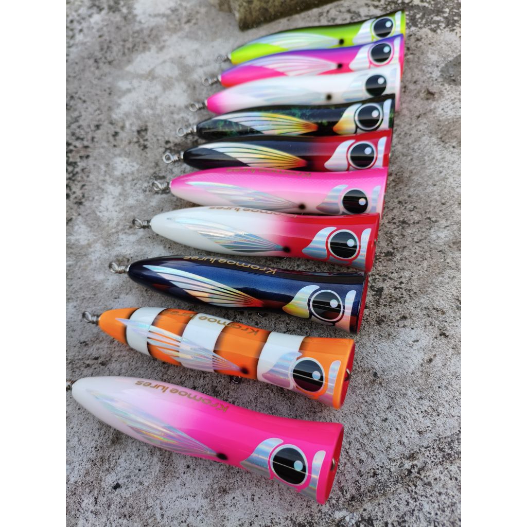 (100gr) POPPER KAYU HANDMADE KROMOE LURE, UMPAN POPPING KAYU