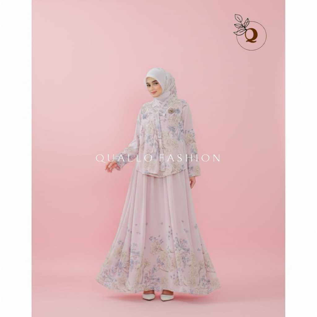 Quallo | FREE HIJAB Gamis Hanbok Korea Terbaru - Dress Muslimah Modern OOTD Kekinian 2026