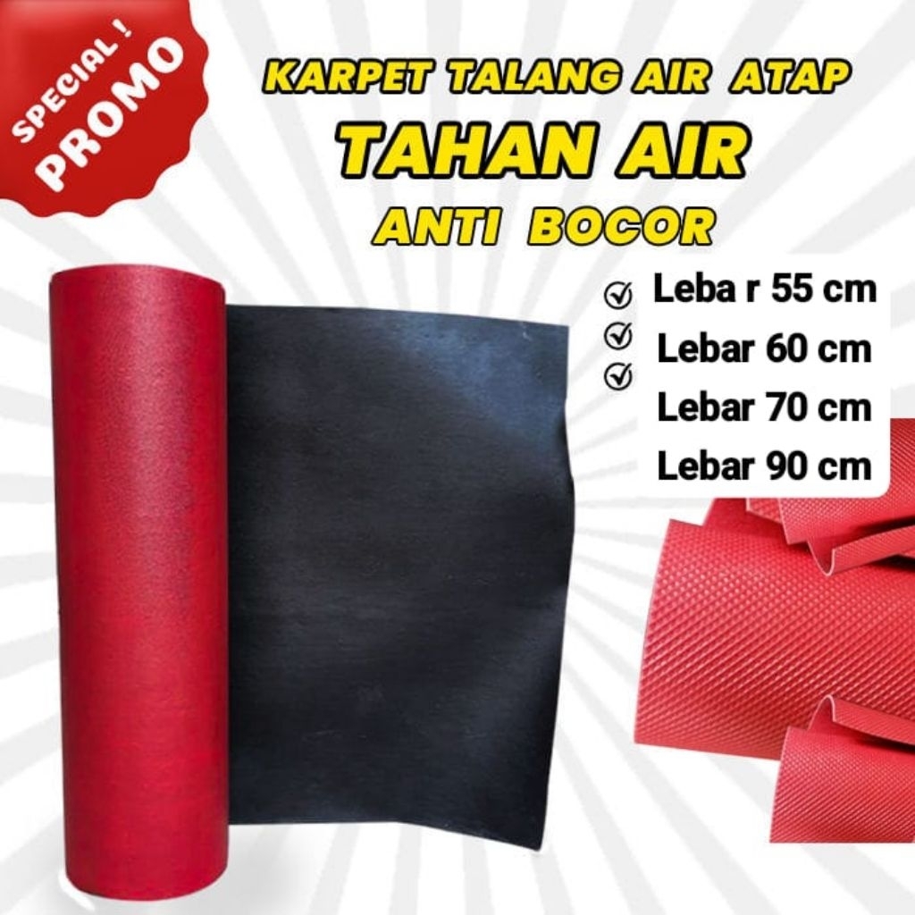 Panjang 5 Meter Karpet Talang Air Multifungsi Anti Bocor Warna Merah Hitam Desain Modern untuk Atap 