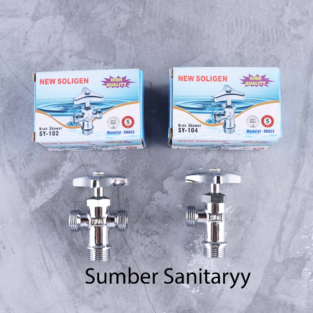 SOLIGEN Stop Kran Kuningan SY-102 & SY-104 Single Jet Toilet 1 Cabang 2 Cabang 1/2 Inch Full Kuninga