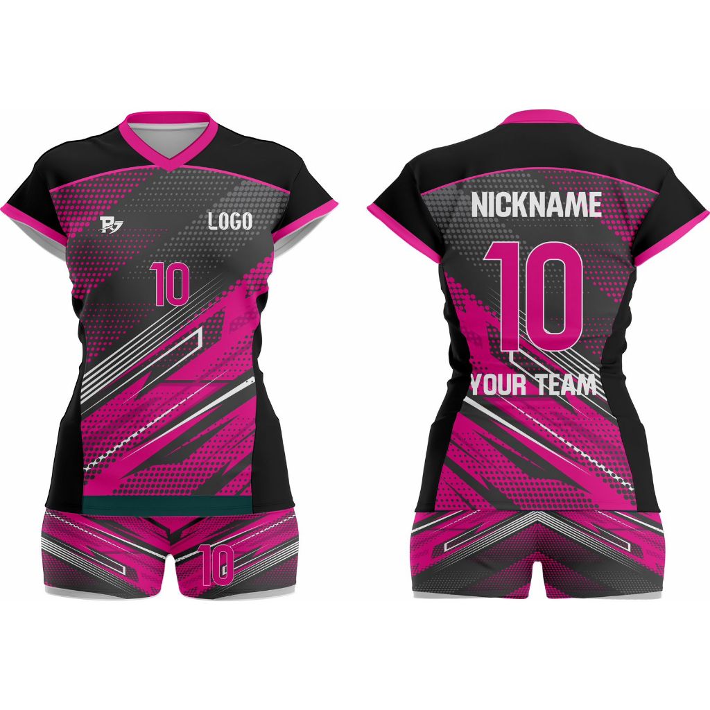 JERSEY VOLLY CEWEK PINK BLACK, FULL PRINTING FREE NAMA & NOMOR