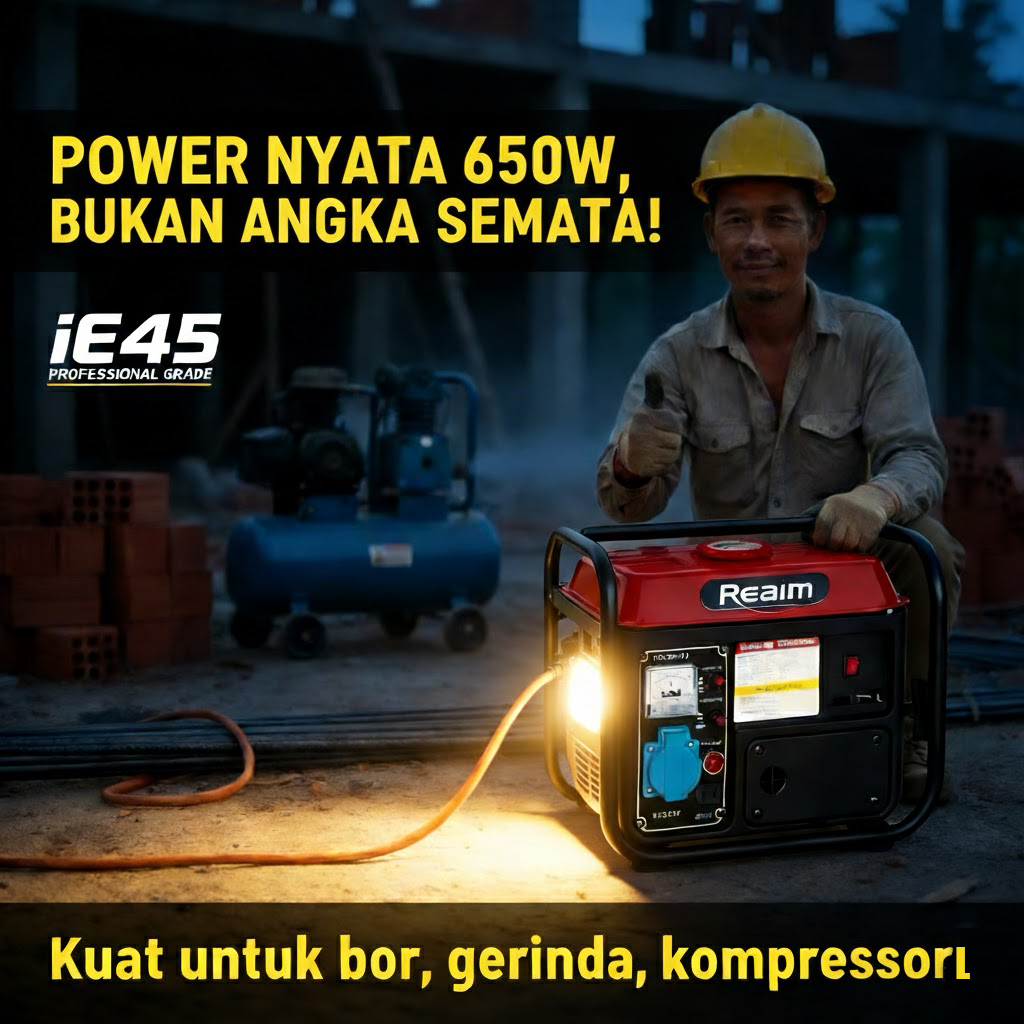 NEW Reaim Mesin Genset Power Pembangkit Listrik AVR 950Watt 63CC Genset Portable Genset Mini