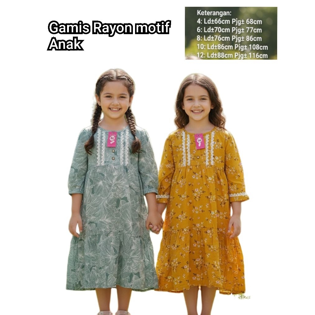 gamis rayon motif anak tanggung