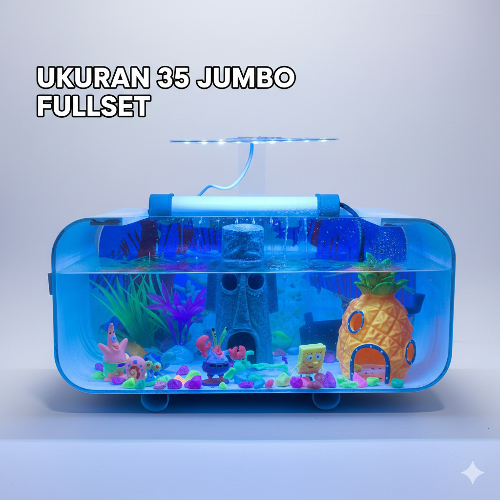 Aquarium Full Set Lengkap Besar Jumbo Aquascape Akrilik Hiasan Meja Aesthetic Fullset Diskon 50%