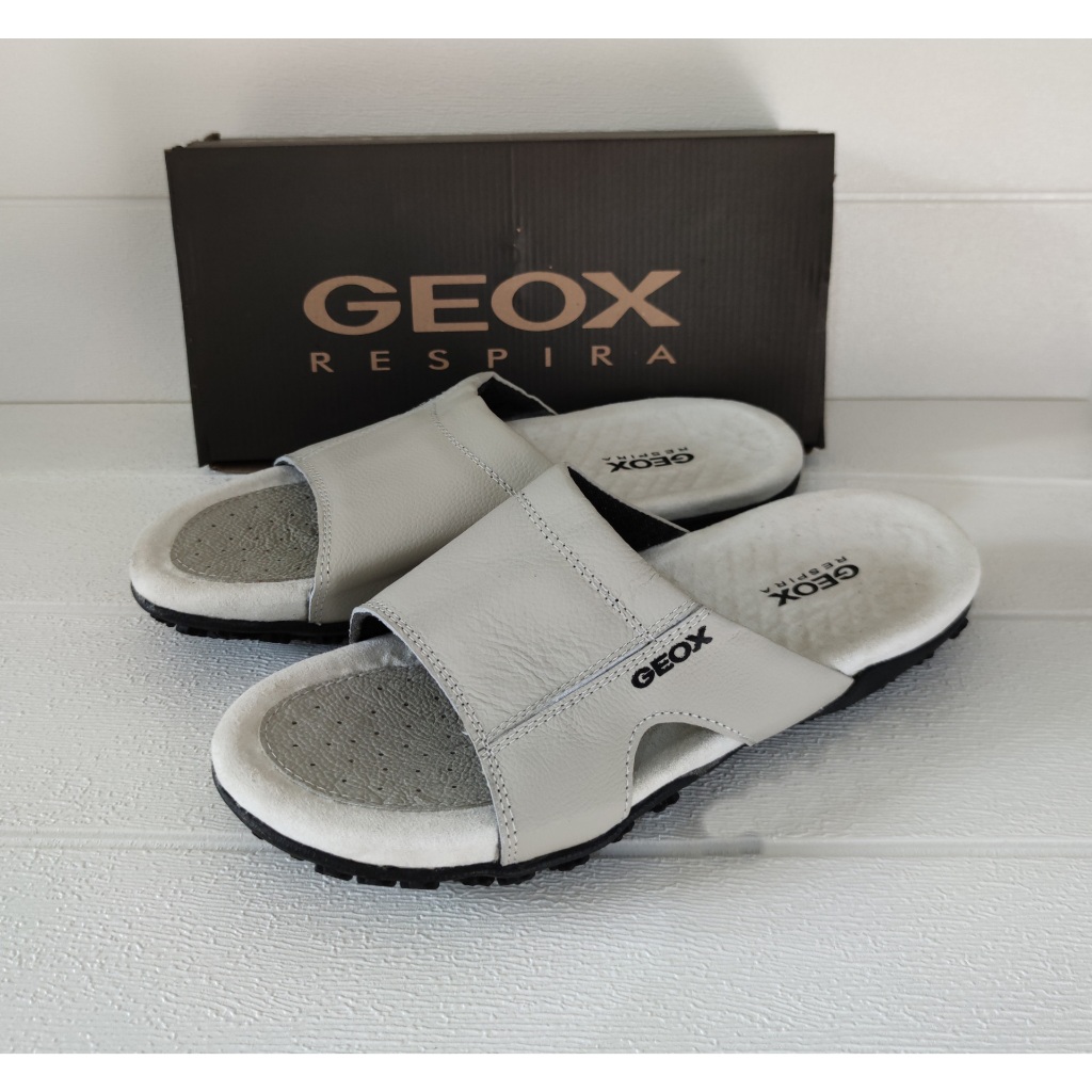 Sandal Selop Pria Kulit Asli GX01 Warna Putih | Sandal Pria Kulit | Sendal Pria Kulit Terbaru
