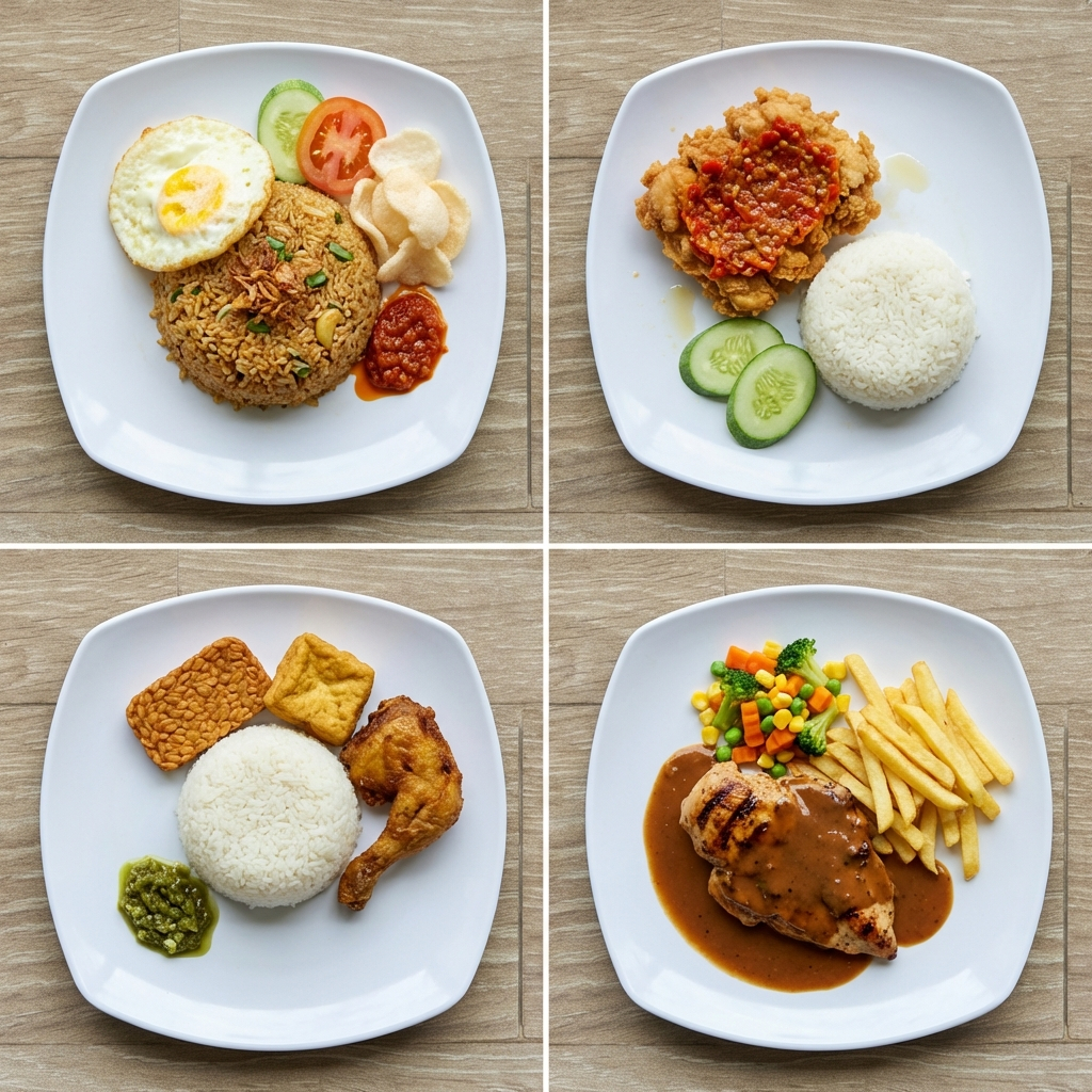 [6-12 pcs] Piring Melamin Jumbo 23cm Segi Ceper Semi Melamin Nasi Prasmanan Hotel Semi Melamine Pras