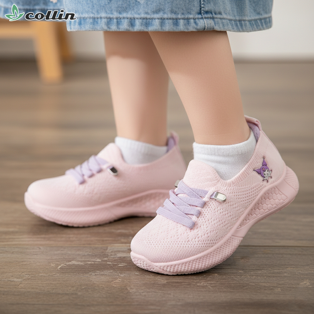 COLLIN Sepatu Anak Perempuan SlipOn Knit Rajut Ringan Pastel Nyaman Premium Korea TK SD Kuromi CL303