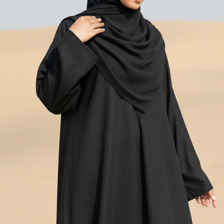 ABASI ABAYA SALUR STRIPE ABAYA BASIC MOTIF GARIS JILBAB SHAFI