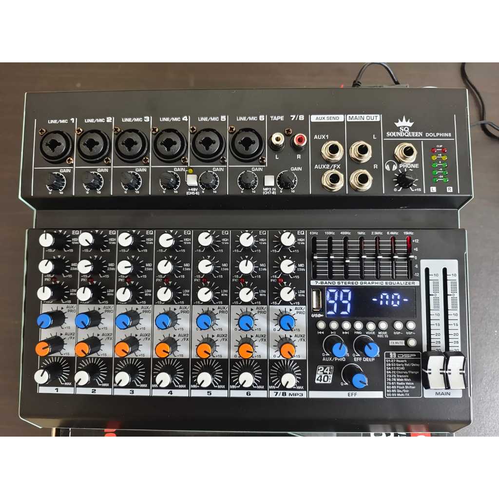 Mixer Audio Soundqueen Dolphin8 Dolphin 8 New Segel Garansi 8 Chanel USB Bluetooth plus Equalizer