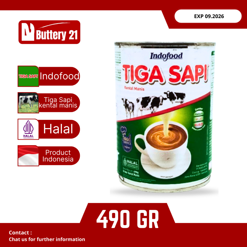SUSU TIGA SAPI KENTAL MANIS 490 GR/SUSU KENTAL MANIS KALENG/SUSU KALENG/SUSU TIGA SAPI/INDOFOOD TIGA