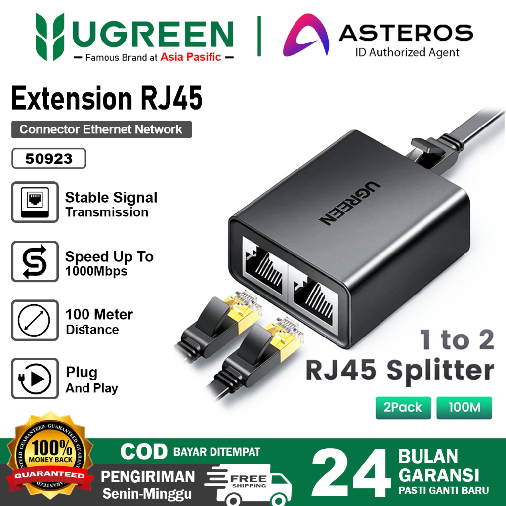 UGREEN Barel RJ45 Konektor Sambungan Kabel Lan RJ45 Anti Petir