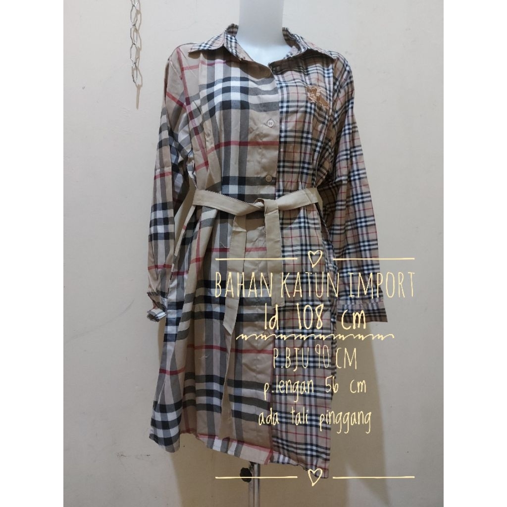 tunik import motif kotak-kotak/tunik motif burbberry