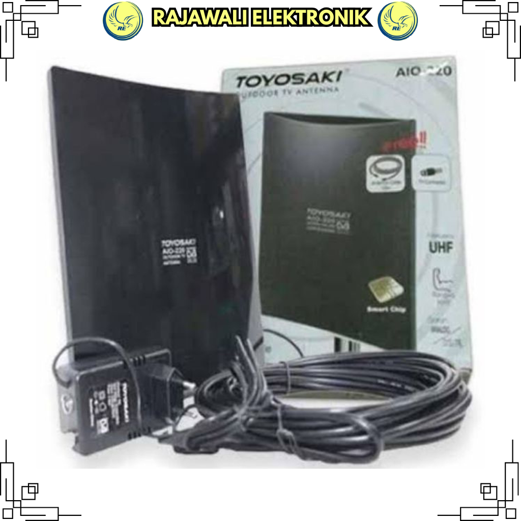Antena tv digital INSTANT READY Toyosaki AIO-220 AW antena luar antena dalam plus kabel 10M untuk se