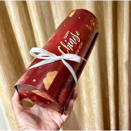 Box Imlek Box Bolu Gulung Tutup Bulat Box Hampers Imlek Motif Imlek Happy CNY Box Imlek ukuran 25x10