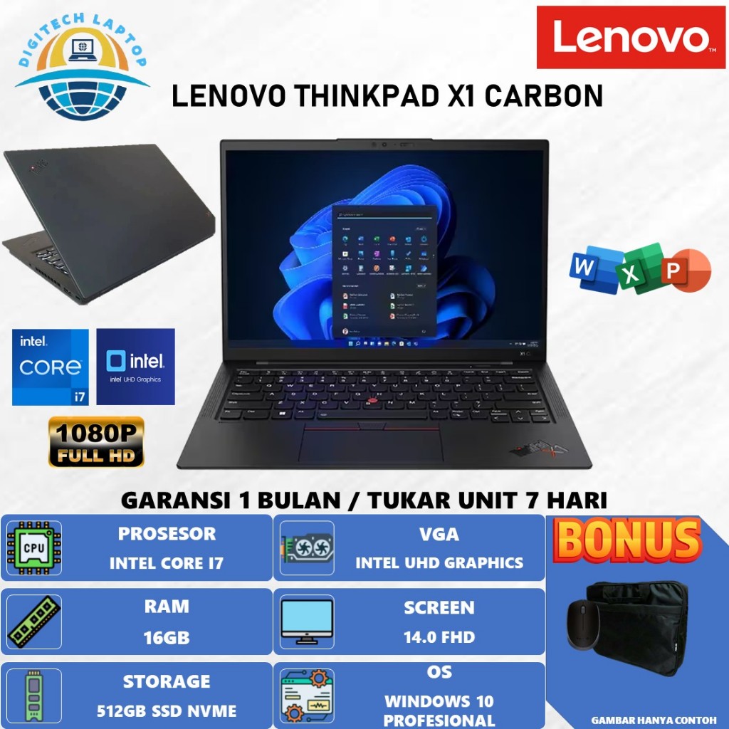Laptop Lenovo Thinkpad X1 CARBON Intel I7 7600U 16GB 256GB 14FHD WINDOWS 10 PROFESIONAL