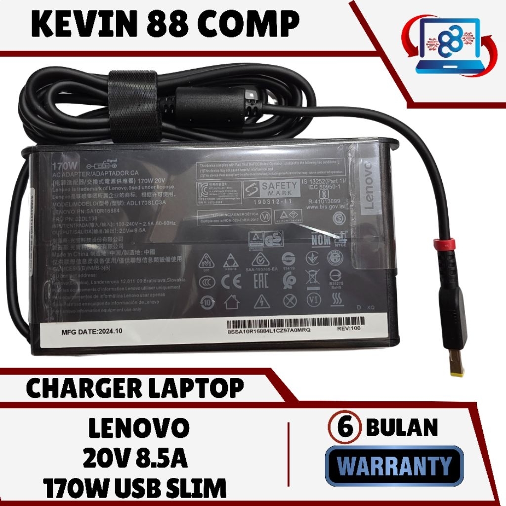 Charger Lenovo 20V 8.5A 170W USB SLIM