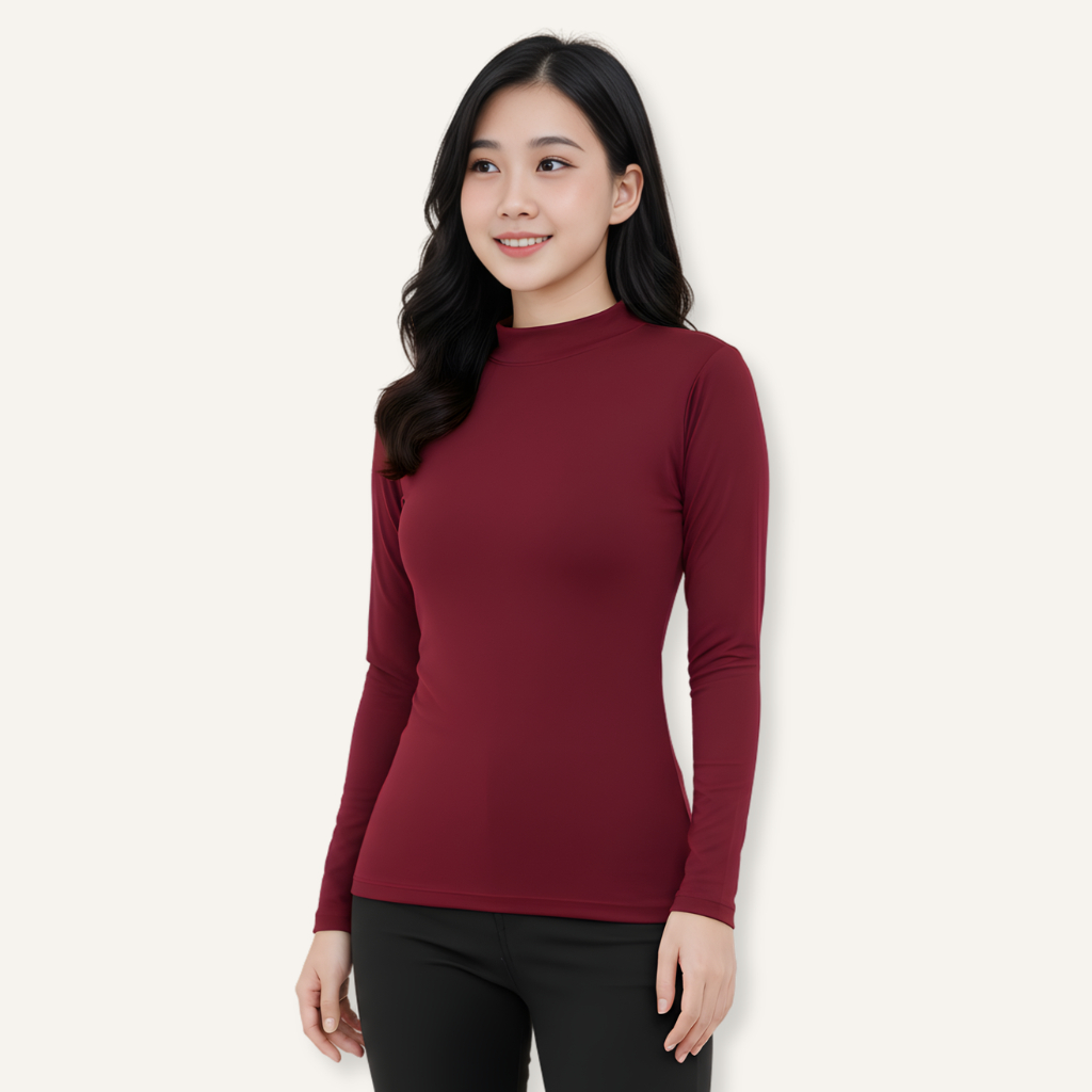 Baju Manset Lengan Panjang Wanita Turtle Neck Rayon Premium Standard & Jumbo Manset Kaos Longsleeve