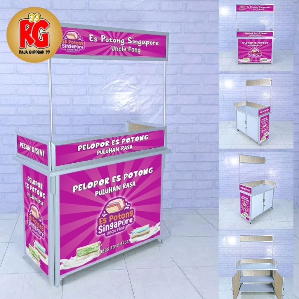 Booth portable gerobak lipat meja lipat jualan meja luar sekat pintu raja gerobak 99 gresik surabaya