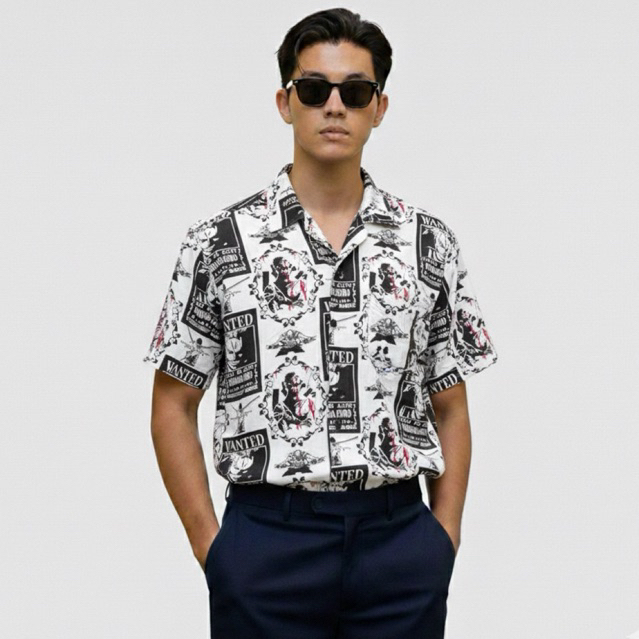 Kemeja One Piece Wanted Series Monochrome | Kemeja One Piece Marine Bounty Style | Kemeja One Piece 