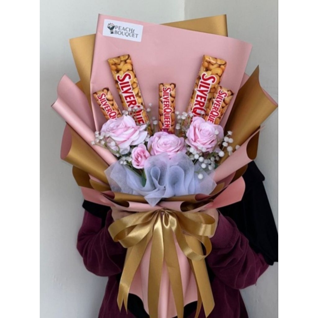 buket bunga valentine asli mix coklat murah