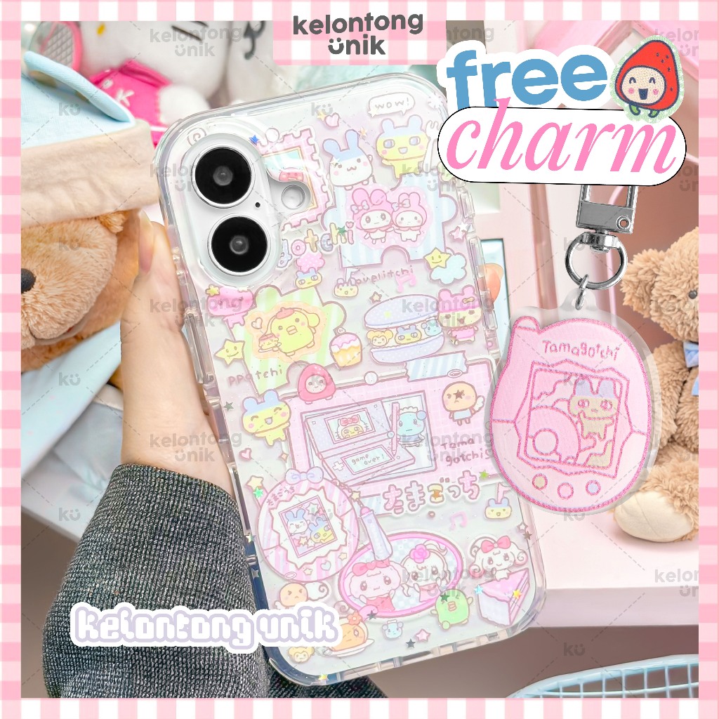 KELONTONG UNIK | MOTCHI MORI Cupcakes Pink Glittered Case - Hardcase Softcase/ Casing HP for iPhone 