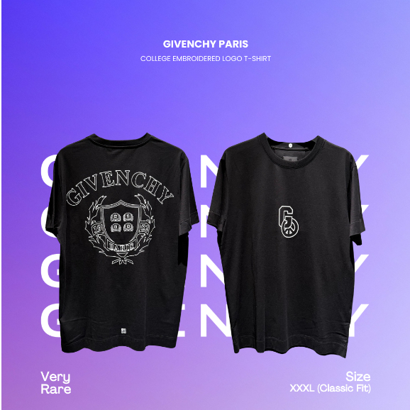 Givenc*y Paris College Embroidered Logo T-shirt (100% Authentic Original Asli)