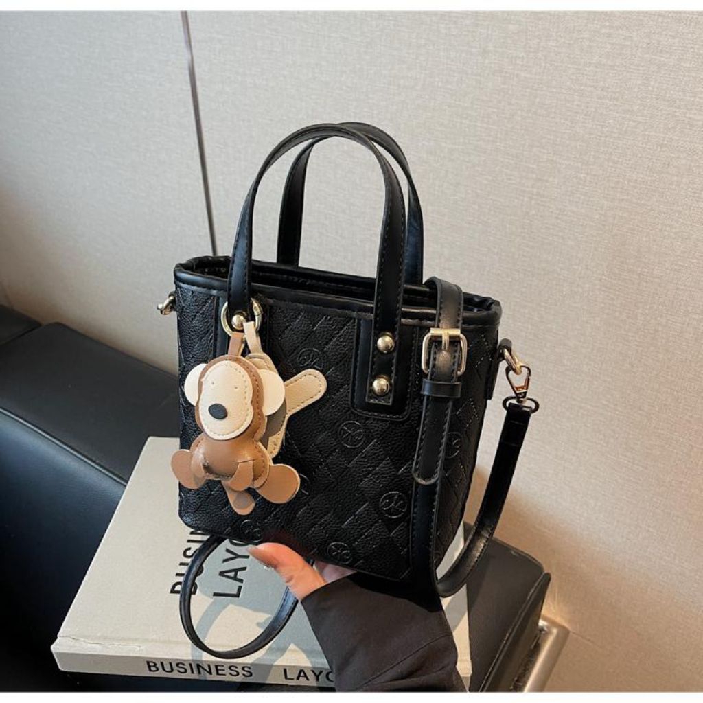 Tas Selempang Wanita Import Mini Tote Bag Motif Catur Premium Sling Bag Korea Style Free Gantungan M