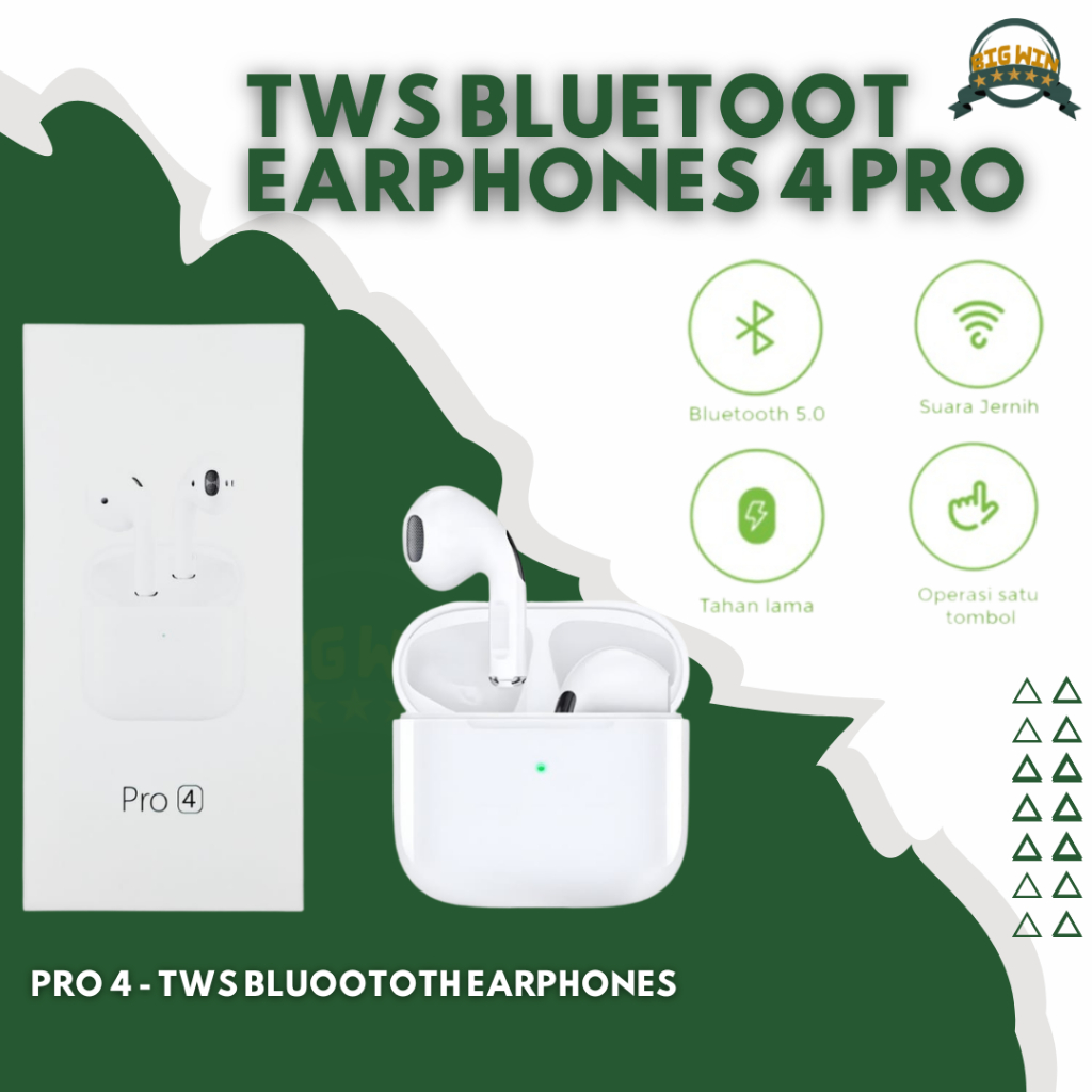TWS BLUETOOTH PRO 4 TWS GAMING BASS WITH MIC TOUCH WATERPROOF WIRELESS EARPHONE BLUETOOTH ANDROID