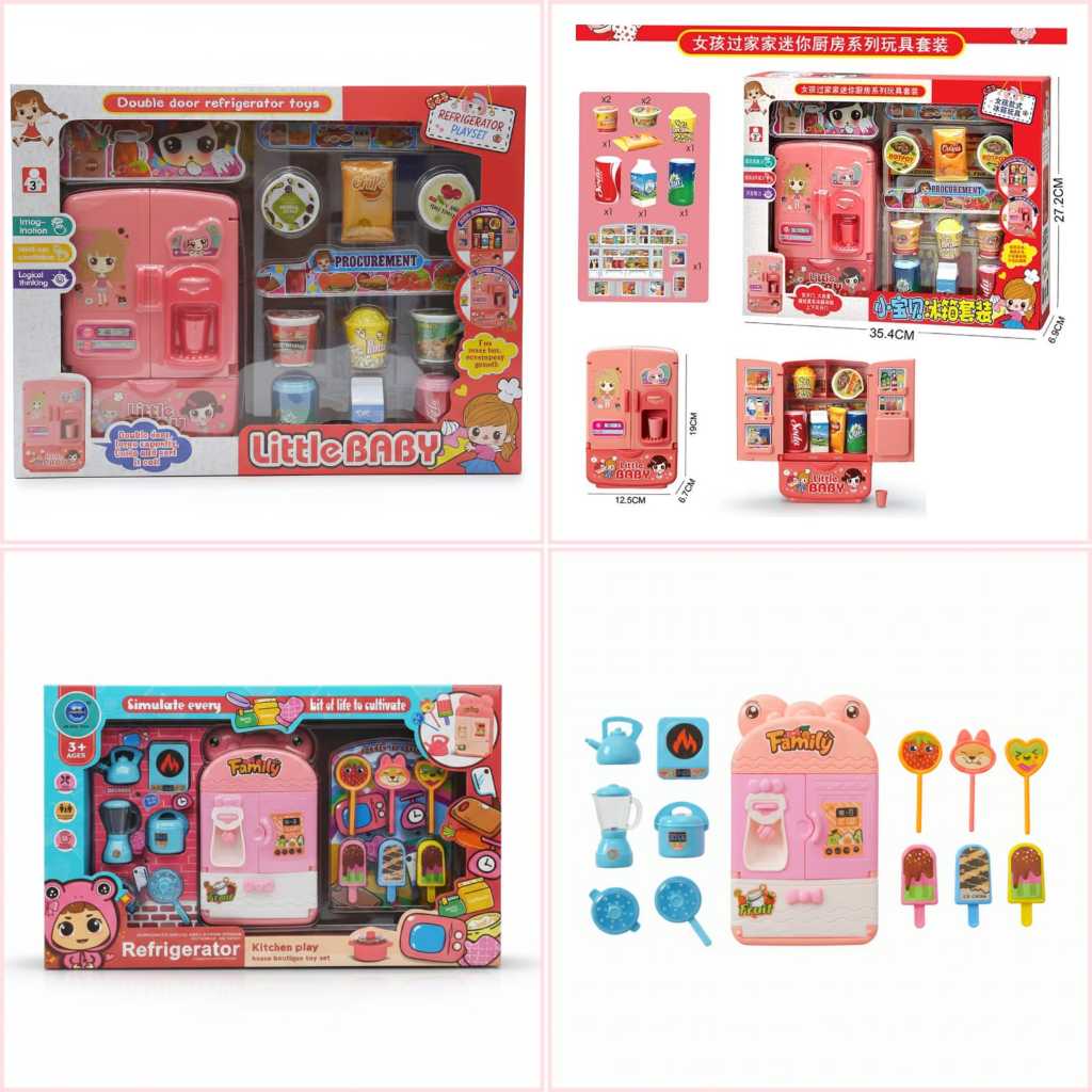 Dtoyz- Mainan Anak Refrigerator Little Baby  Dan Refrigerator Kitchen Pop Mainan Masak Masakan Anak 
