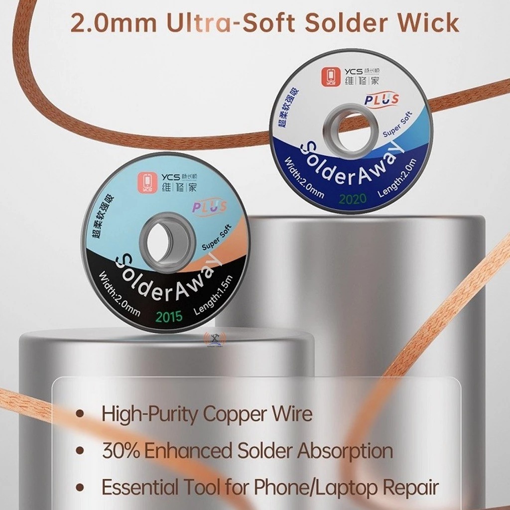 YCS SOLDER WICK 2.0MM PLUS 2015 ORIGINAL - PEMBERSIH TIMAH PCB HP LAPTOP ULTRA SOFT - KAWAT PEMBERSI