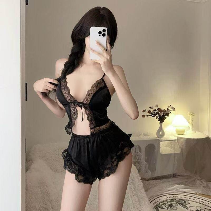 Leher V bretel  Piyama Set,Seksi Renda Piyama,Kain sutra es,Nyaman