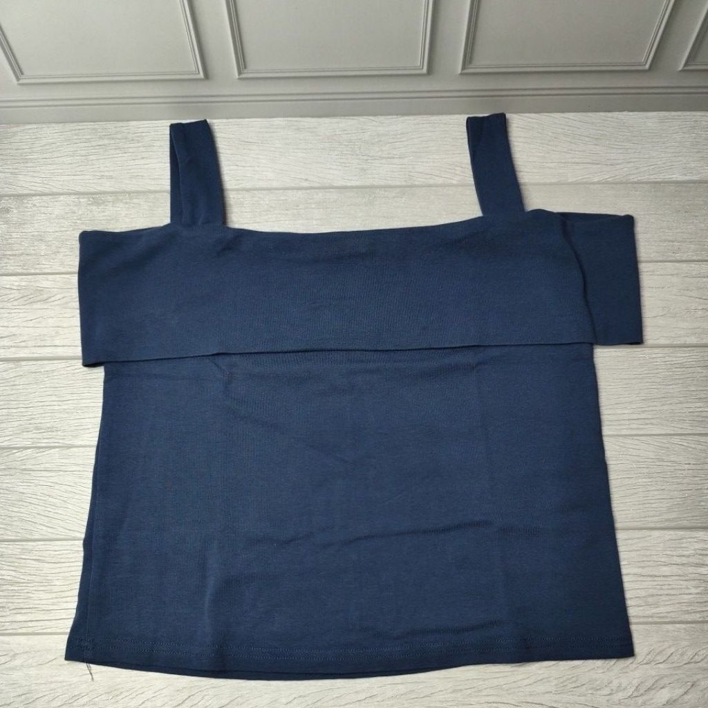 atasan off shouler navy tank top navy tank top off shoulder tank top mary jane