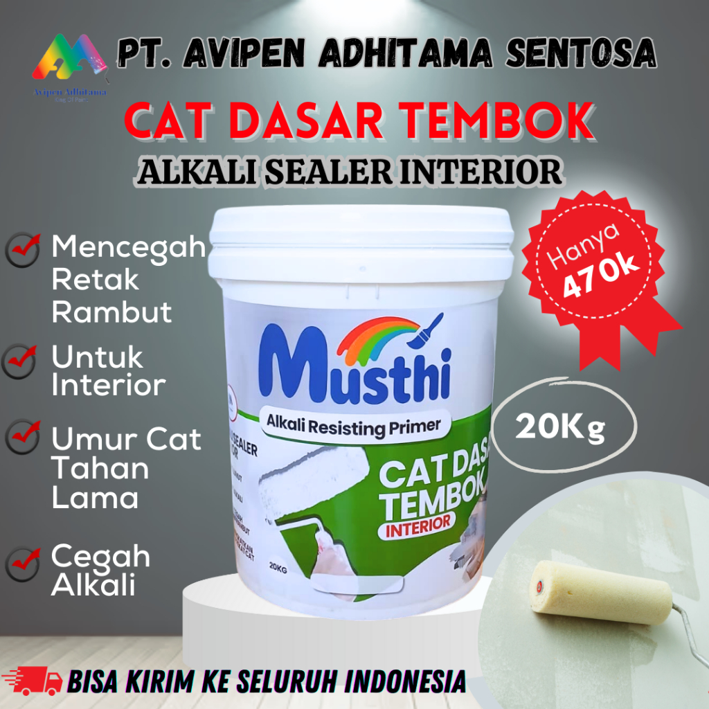 Cat Dasar Tembok Alkali Sealer Interior Musthi Paint 20 Kg Cat Alkali Sealer