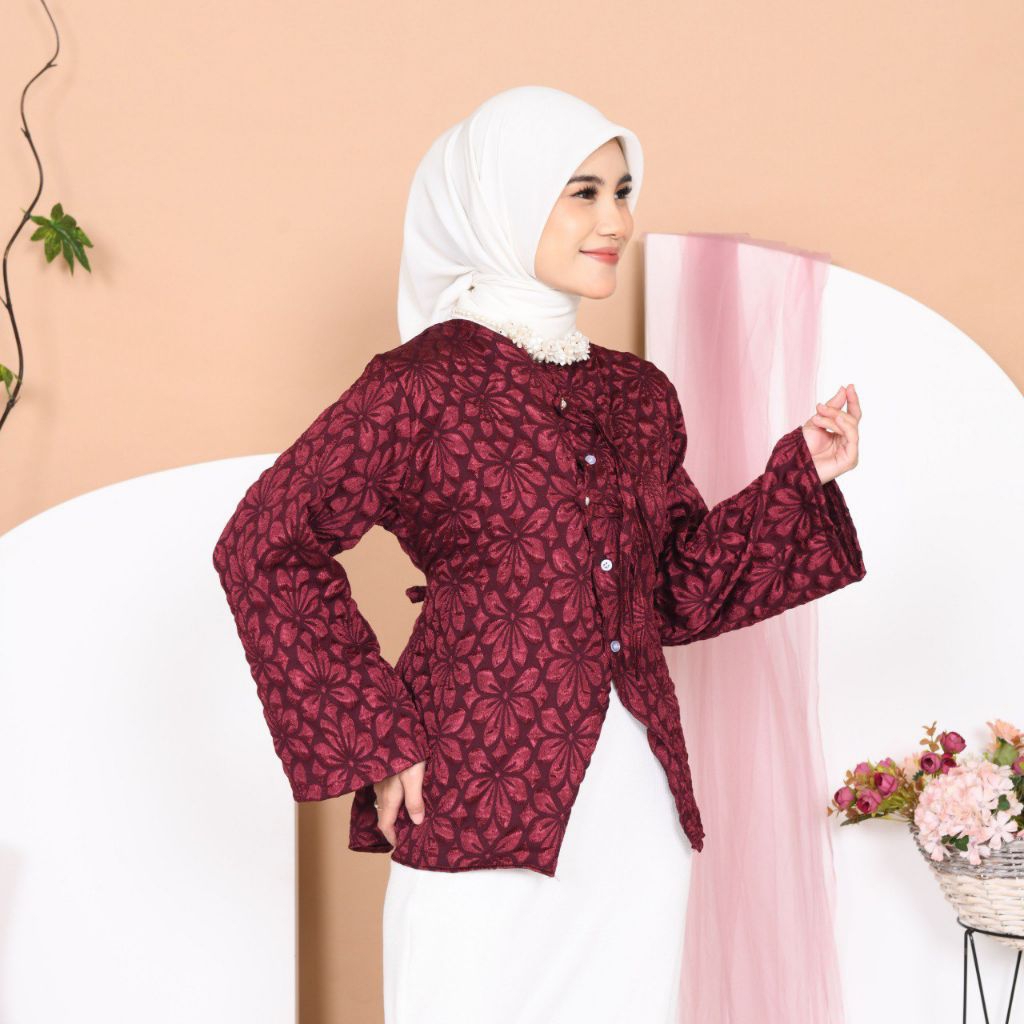 DIANTY BLOUSE EMBOSS WANITA OOTD LEBARAN/KONDANGAN