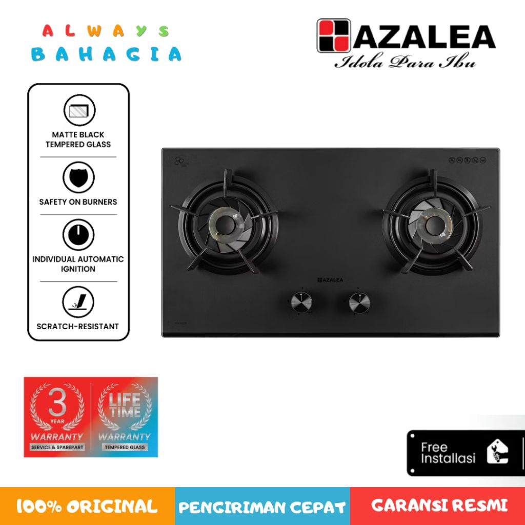 Azalea AGCN732B-MT Kompor tanam  + Free regulator SR-AZ01 Dan Selang Gas 2m