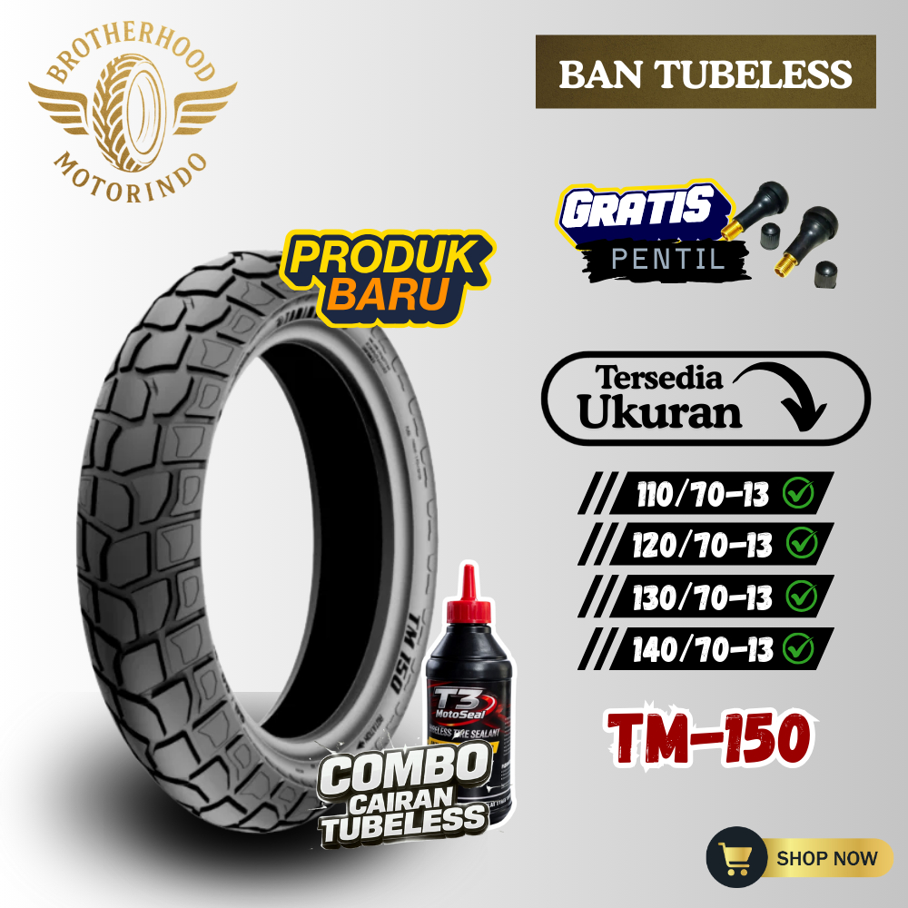 (PAKET SEPASANG) BAN TOMIMOTO TM150 TUBELESS (110/70-13 / 120/70-13 / 130/70-13 / 140/70-13) BAN TUB