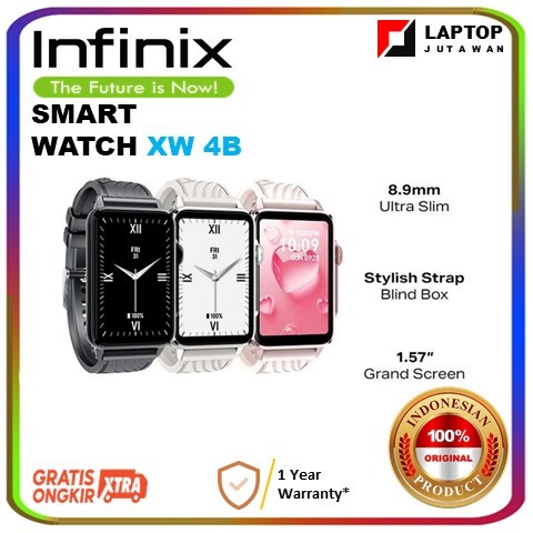 INFINIX Smartwatch Xband XW4B Baru 1.57 Inch HD Bluetooth 5.2 IP68 Hitam Perak