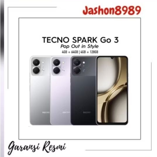 TECNO SPARK GO 3 RAM 4+4/64 GARANSI RESMI TECNO
