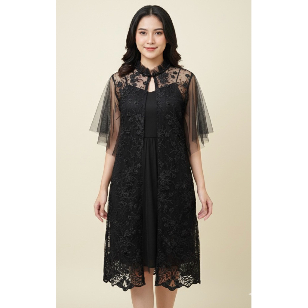 Outer Alisha tile bordir lengan modif