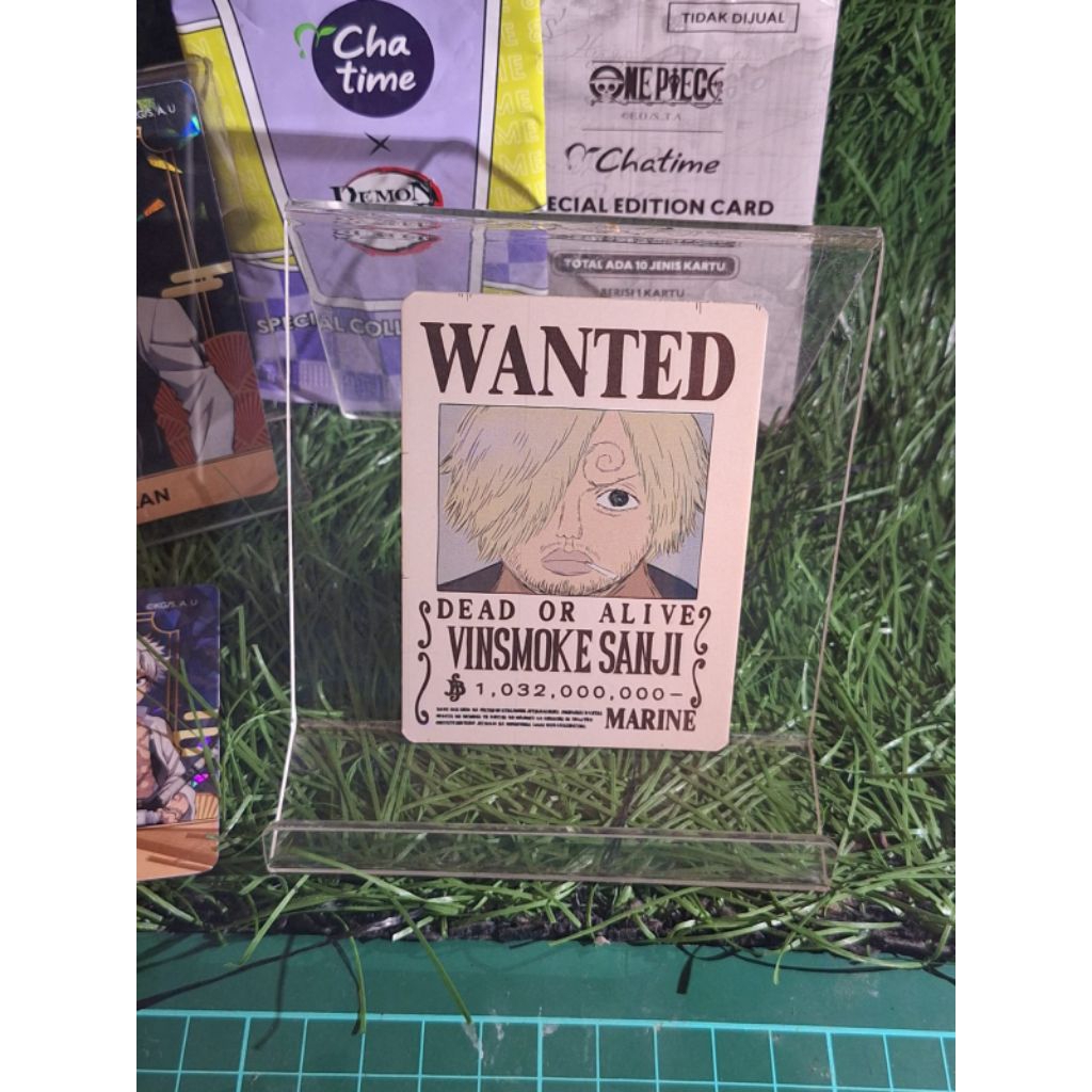 card kartu one piece x chatime wanted sanji