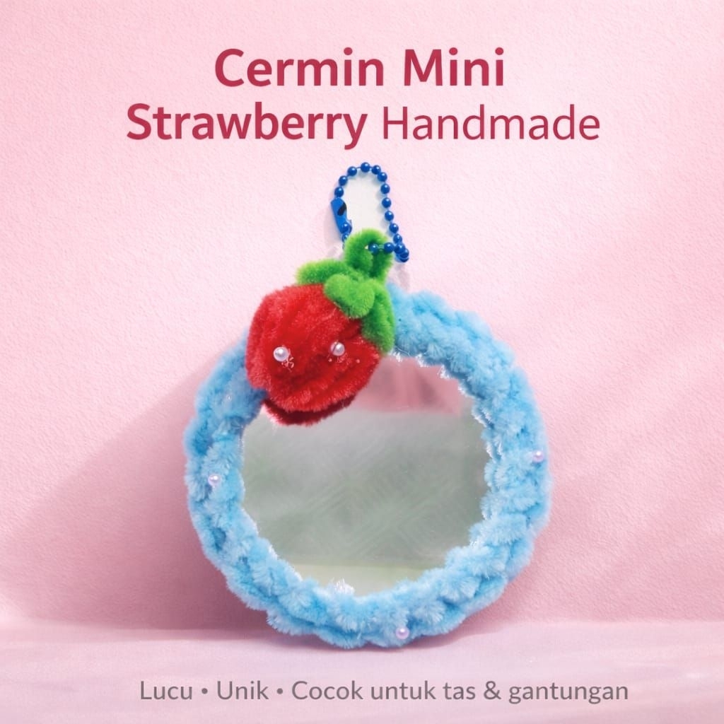 kaca/miror lucu ganci/keychain kawat bulu gift souvenir lucu
