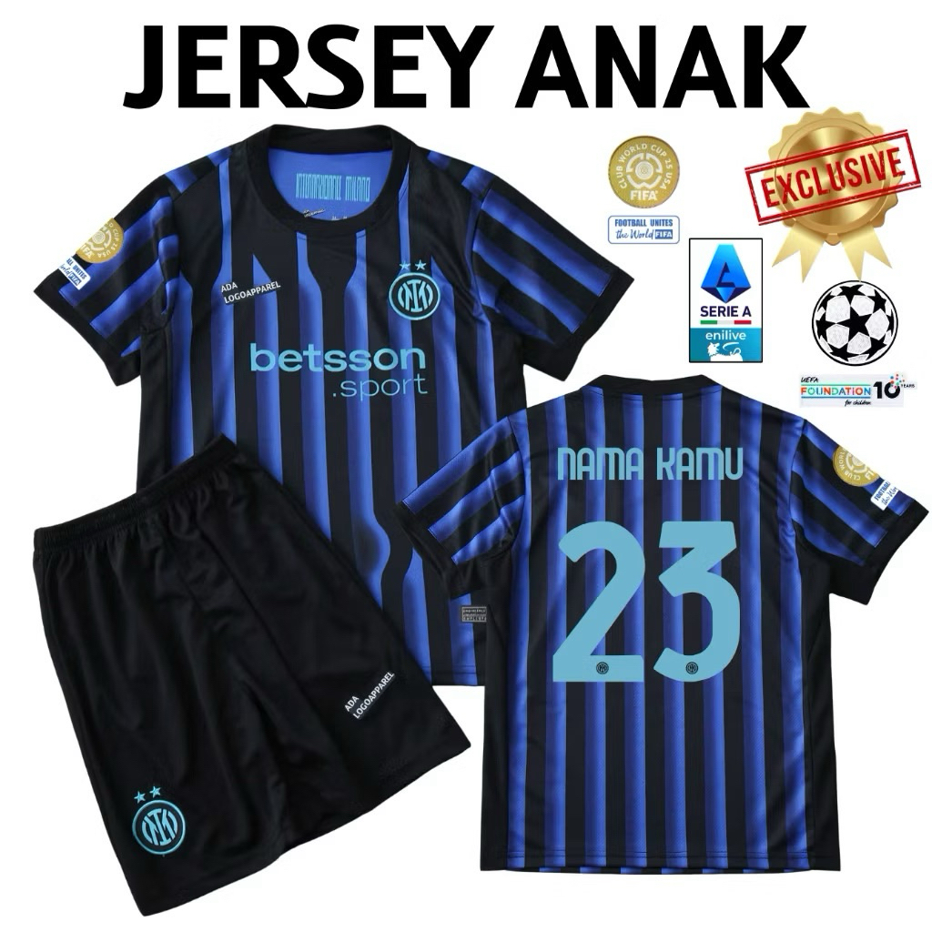 KIDS Jersey Inter Milan Home 2025 2026 Grade Original - Jersey Anak Inter High Quality