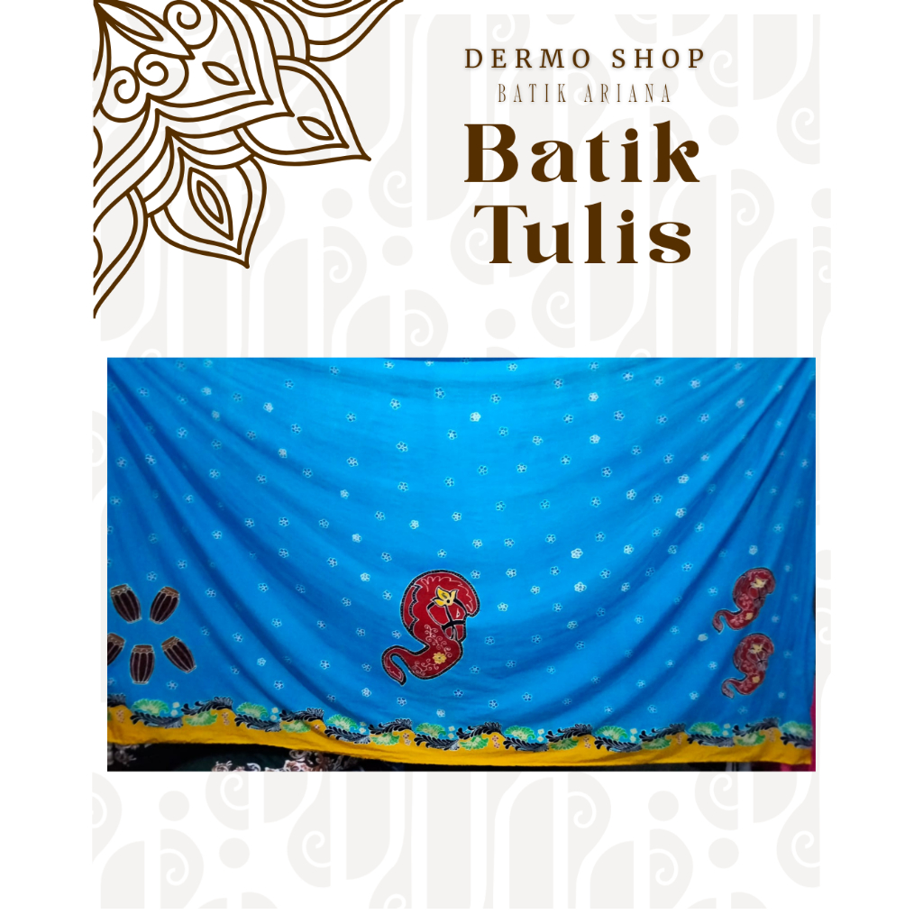 DERMO SHOP BATIK ARIANA  Batik Tulis  KAIN BATIK TULIS HANDMADE PREMIUM MOTIF KUDA LAUT ETNIK BIRU 2