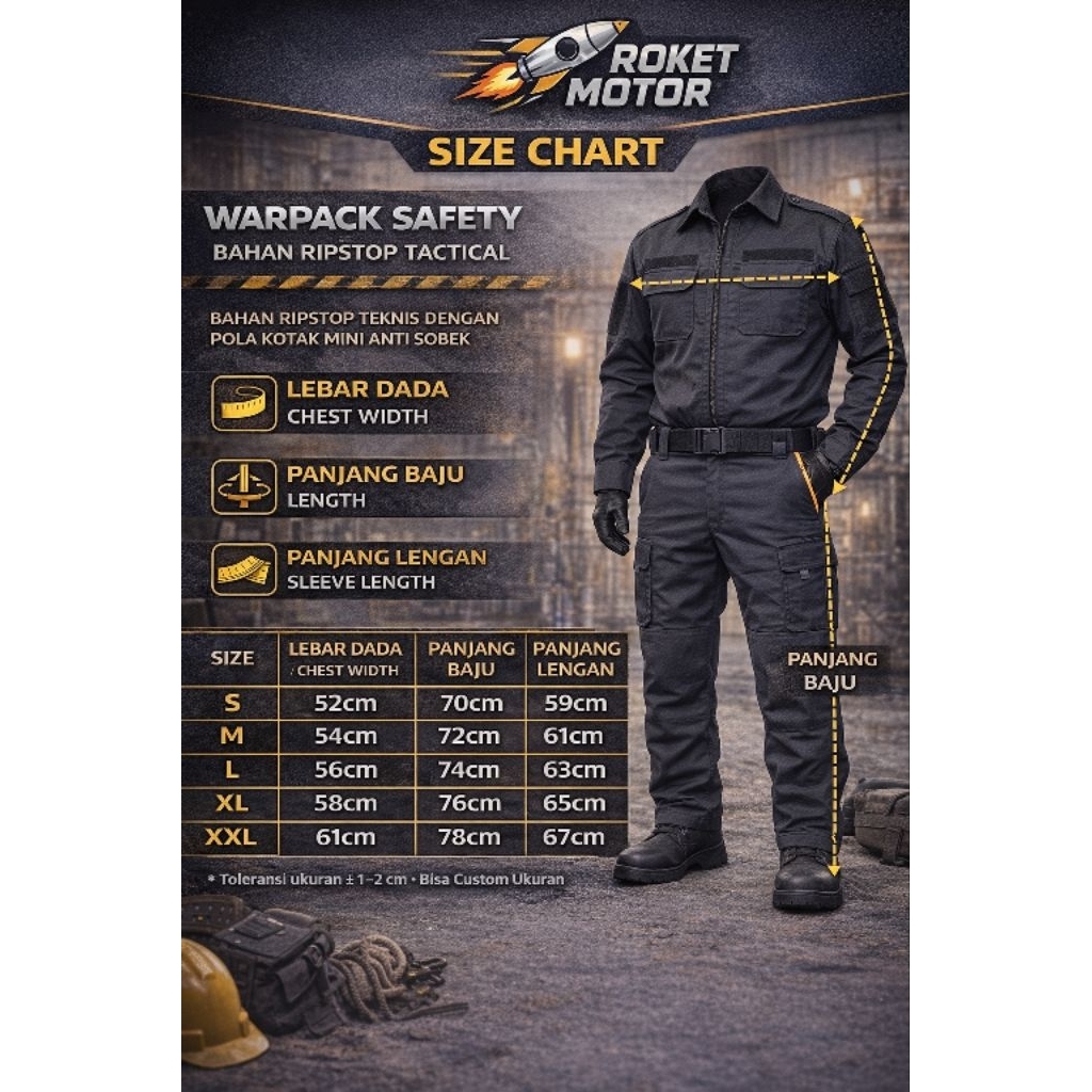 Wearpack Safety Ripstop Tebal Anti Sobek | Baju Proyek Tambang Konstruksi Bordir Custom