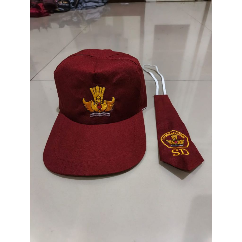 paket topi dan dasi, sd pramuka pul bordir