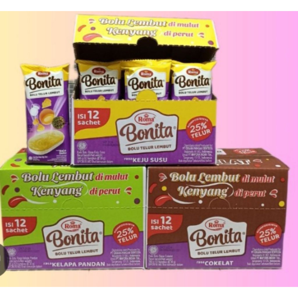 Roma Bonita Bolu Cokelat bolu pandan bolu bolu keju Lembut Isi 12 Bungkus