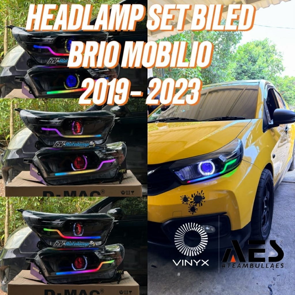 HEADLAMP SET BILED BRIO MOBILIO FACELIFT 2019 - 2022 PROJIE AES VINYX LAMPU DEPAN